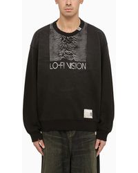 Maison Mihara Yasuhiro - Schwarzes Baumwoll-Sweatshirt Mit Doppeltem Ausschnitt - Lyst