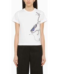 Burberry - T-shirt bianca in cotone con stampa - Lyst