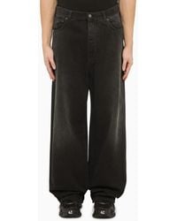 Balenciaga - Black Denim Baggy Pants With Size Stickers - Lyst