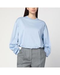 Prada - Hellblauer Pullover Mit Elastischem Saum - Lyst