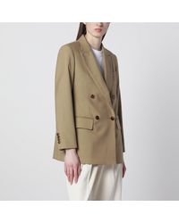 Max Mara - Camel Wool-Blend Double-Breasted Jacket - Lyst