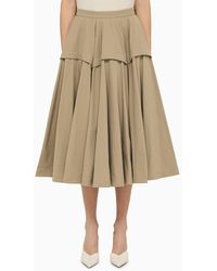 Bottega Veneta - Beige Cotton Blend A-line Skirt - Lyst