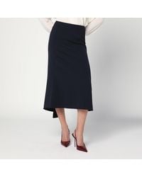 Victoria Beckham - Navy Blue Skirt In Wool Blend - Lyst
