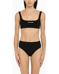 Jil Sander - Black Bikini Top mit Logo - Lyst
