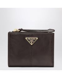 Prada - Small Dark Leather Wallet - Lyst