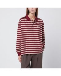 DUNST - Burgunderrotes Gestreiftes Polohemd Aus Baumwolle - Lyst