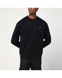 Prada - Felpa nera con triangolo logo - Lyst