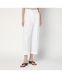 Max Mara - Pantalone baggy in twill di cotone - Lyst