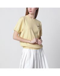 Prada - Cream-Colored Silk-Blend Sweater With Logo - Lyst