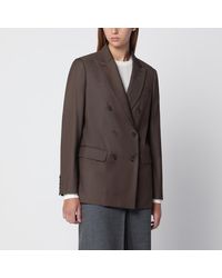 Max Mara - Leather Double-Breasted Wool Jacket - Lyst