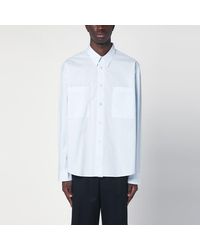 Studio Nicholson - Camicia salin azzurra in cotone organico - Lyst