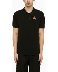 KENZO - Black Short Sleeved Polo Shirt With Logo - Lyst