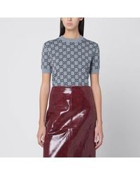 Gucci - Grau/Schwarzer Pullover Mit Gg-Muster - Lyst