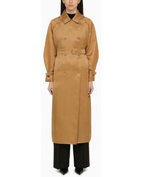 Max Mara - Trench oversize color cuoio in seta - Lyst