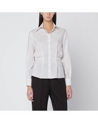 Dolce & Gabbana - Chemise Blanche À Rayures Fines En Soie Et Coton - Lyst