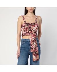 Chloé - Short Silk Tank Top With Front Ribbons - Lyst