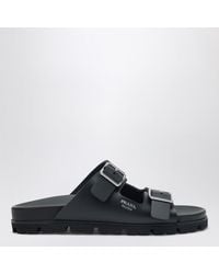 Prada - Leather Slider Sandals - Lyst