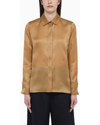 Max Mara - Leather-coloured Silk Shirt - Lyst