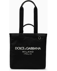 Dolce & Gabbana - Borsa shopping nera in nylon con logo - Lyst