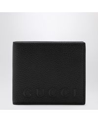 Gucci - Schwarzes Bi-Fold Portemonnaie Aus Genarbtem Leder - Lyst