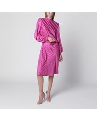 Valentino - Fuchsia Silk Jacquard Midi Dress - Lyst