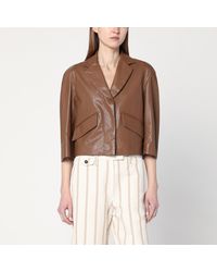 Brunello Cucinelli - Cropped Leather Jacket - Lyst