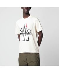 Moncler - Ivory Cotton T-Shirt With Logo - Lyst
