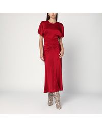 Victoria Beckham - Fuchsia Midi Dress With Gathered Waist - Lyst