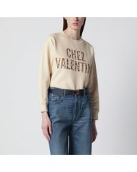 Valentino - Ivory Cotton Sweatshirt With Chez Floral Motif - Lyst