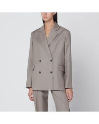Loulou de Saison - Double-breasted Wool Jacket In Taupe Color - Lyst