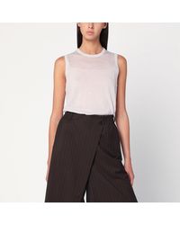 6397 - Ivory Semi Sheer Tank Top - Lyst
