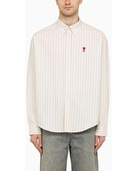 Ami Paris - White Striped Ami De Coeur Button-down Shirt - Lyst