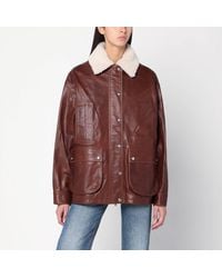 Halfboy - Leather Jacket With Shearling Collar - Lyst
