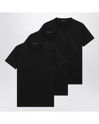 Prada - Set di tre t-shirt nere in cotone - Lyst