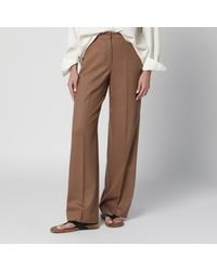 Max Mara - Regular Fit Camel Wool Trousers - Lyst