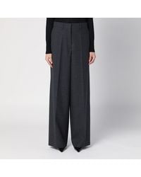 Givenchy - Dark Wool Wide Trousers - Lyst