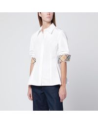 Burberry - Camicia bianca in cotone con vestibilità slim - Lyst