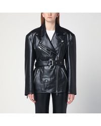 Halfboy - Schwarze Jacke Aus Leder Mit Gürtel - Lyst