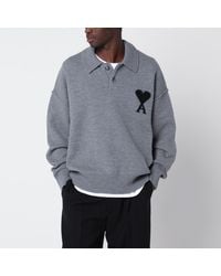 Ami Paris - Ami De Coeur Wool Polo Sweater - Lyst