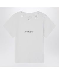 Givenchy - Weißes Baumwoll-T-Shirt Mit Gesticktem Logo - Lyst