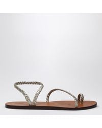 Manebí - Platinum Leather Thong Sandals With Ring - Lyst
