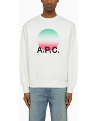 A.P.C. - Logoed White/red Crewneck Nolan Sweatshirt - Lyst