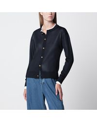 Bottega Veneta - Midnight/ Double-Knit Silk Cardigan - Lyst