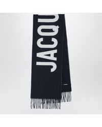 Jacquemus - Sciarpa navy in lana con logo - Lyst
