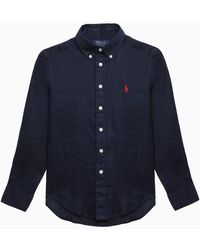 Polo Ralph Lauren - Marineblaues Button-Down-Hemd Aus Leinen - Lyst