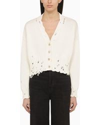 Marni - Short Cardigan With White Cotton Wears - Lyst