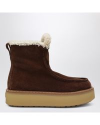 Prada - Suede And Shearling Ankle Boots - Lyst