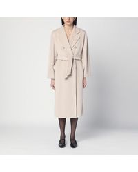 Max Mara - Cappotto doppiopetto beige in lana e cashmere - Lyst