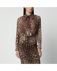 Dolce & Gabbana - Leopard-Print Silk Georgette Shirt - Lyst