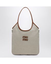 Miu Miu - Ivy Canvas And Leather Bag - Lyst